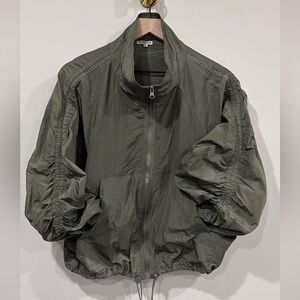 Green Nylon Windbreaker Jacket With Ruched Sleeves Vital Life Size Large